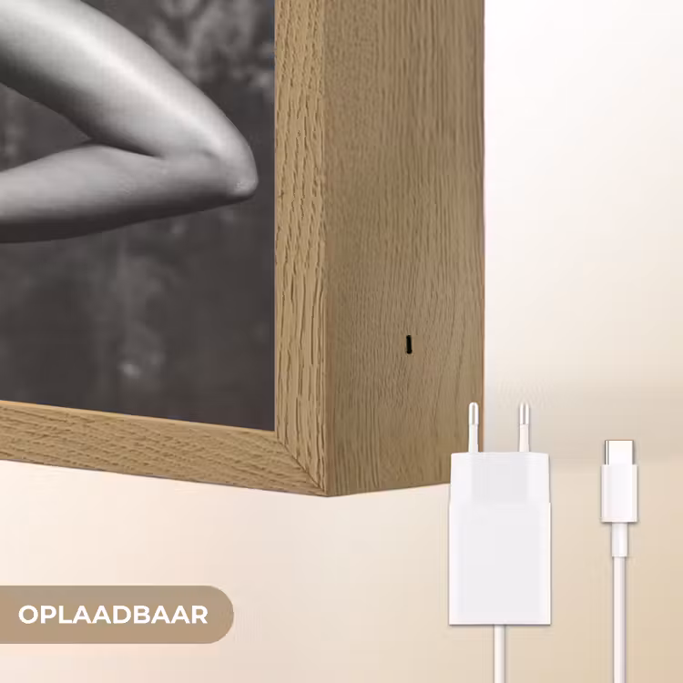 Rug - Ketting - Portret - Zwart - Wit - Glamour Light Box met batterij (Wandlamp) middel -USP_websiteoplaadbaarNL