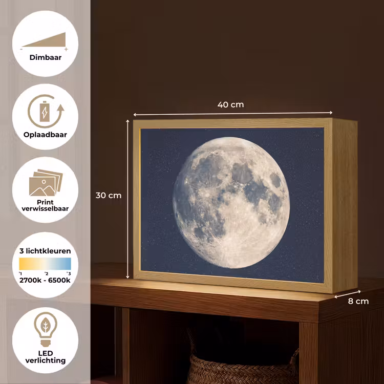 Ruimte - Maan - Kosmos Light Box met batterij (Wandlamp) middel -USP_websiteoverzichtNL