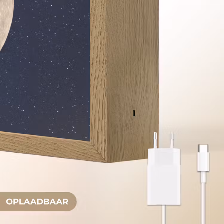 Ruimte - Maan - Kosmos Light Box met batterij (Wandlamp) middel -USP_websiteoplaadbaarNL