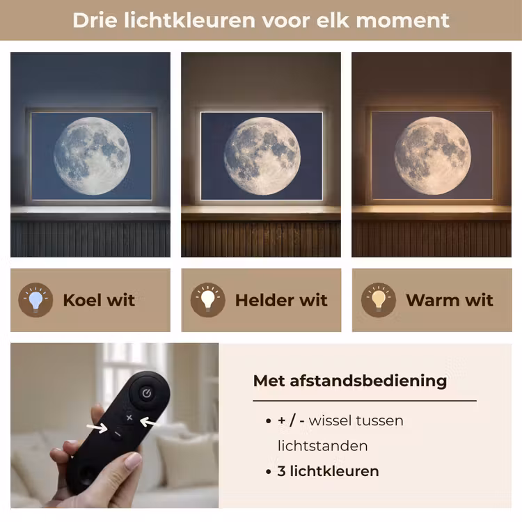 Ruimte - Maan - Kosmos Light Box met batterij (Wandlamp) middel -USP_lichtkleurNL