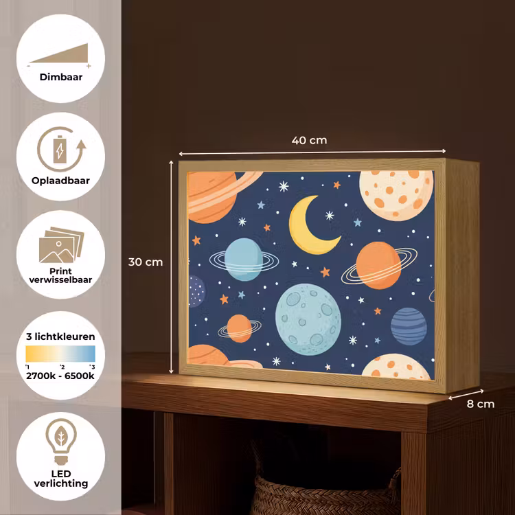 Ruimte - Planeten - Kleurrijk Light Box met batterij (Wandlamp) middel -USP_websiteoverzichtNL