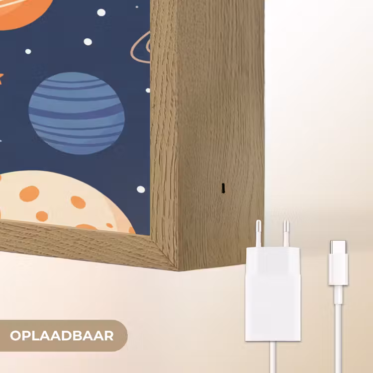 Ruimte - Planeten - Kleurrijk Light Box met batterij (Wandlamp) middel -USP_websiteoplaadbaarNL
