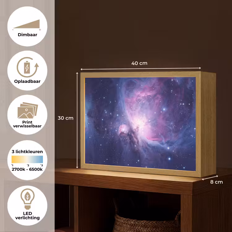 Ruimte - Sterren - Kleurrijk Light Box met batterij (Wandlamp) middel -USP_websiteoverzichtNL