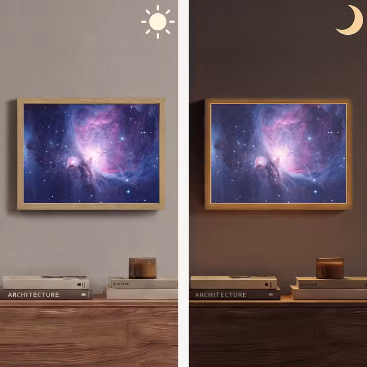 Ruimte - Sterren - Kleurrijk Light Box met batterij (Wandlamp) middel -sfeer3