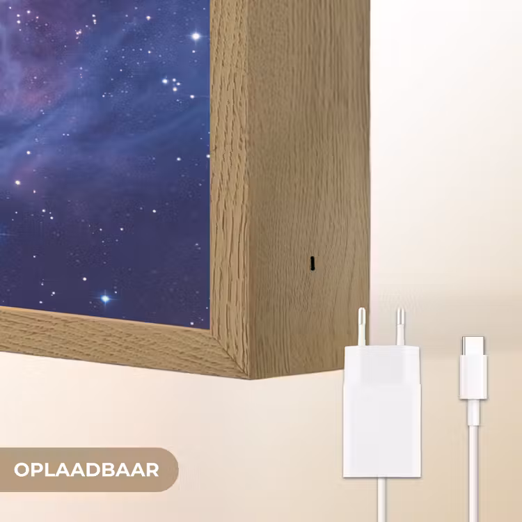 Ruimte - Sterren - Kleurrijk Light Box met batterij (Wandlamp) middel -USP_websiteoplaadbaarNL