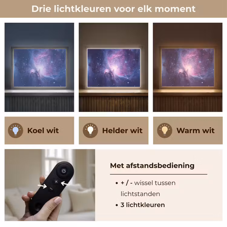 Ruimte - Sterren - Kleurrijk Light Box met batterij (Wandlamp) middel -USP_lichtkleurNL
