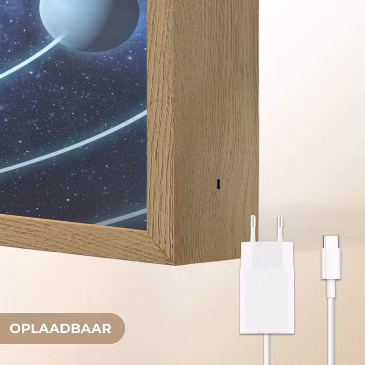 Ruimte - Zonnestelsel - Blauw Light Box met batterij (Wandlamp) middel -USP_websiteoplaadbaarNL