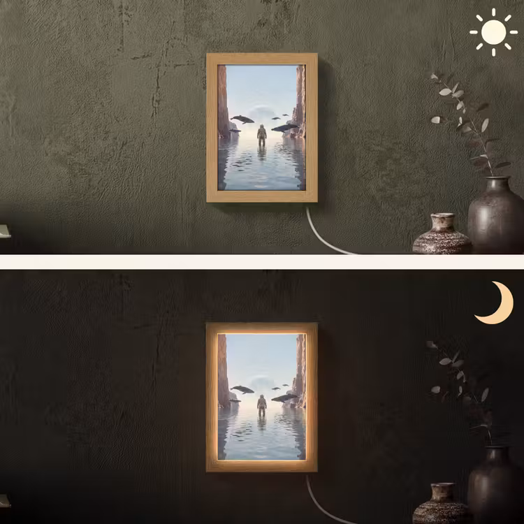 Lightbox - Wandlamp - Ruimtevaarder - Walvis - Fantasie - Ruimtevaarder - Walvis - Fantasie Light Box met kabel (Wandlamp) klein