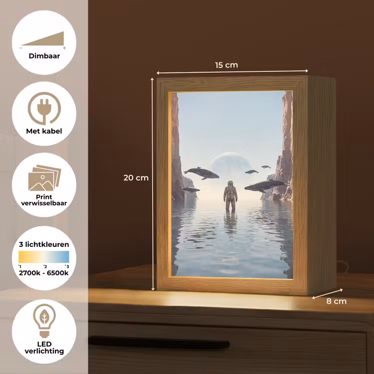 Lightbox - Wandlamp - Ruimtevaarder - Walvis - Fantasie - Ruimtevaarder - Walvis - Fantasie Light Box met kabel (Wandlamp) klein