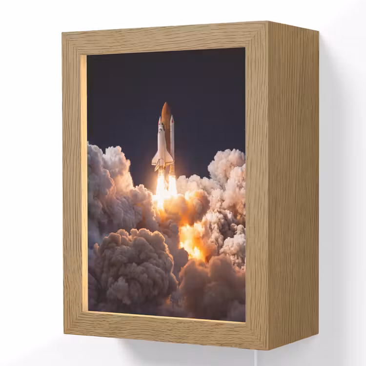 Lightbox - Wandlamp - Ruimtevaartuig - Lancering - Sterren - Ruimtevaartuig - Lancering - Sterren Light Box met kabel (Wandlamp) klein