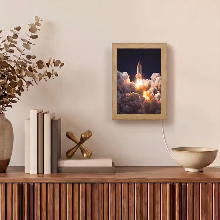 Lightbox - Wandlamp - Ruimtevaartuig - Lancering - Sterren - Ruimtevaartuig - Lancering - Sterren Light Box met kabel (Wandlamp) klein