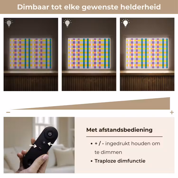 Ruit - Patroon - Kleurrijk Light Box met batterij (Wandlamp) middel 907 -USP_dimbaarNL