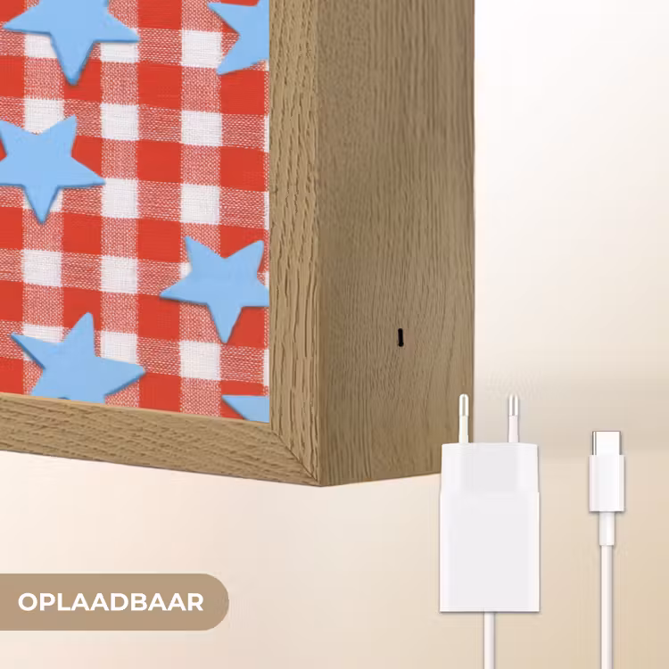 Ruit - Sterren - Rood Light Box met batterij (Wandlamp) middel 907 -USP_websiteoplaadbaarNL