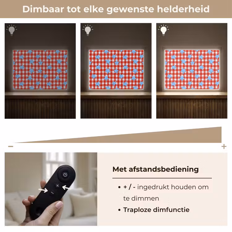Ruit - Sterren - Rood Light Box met batterij (Wandlamp) middel 907 -USP_dimbaarNL