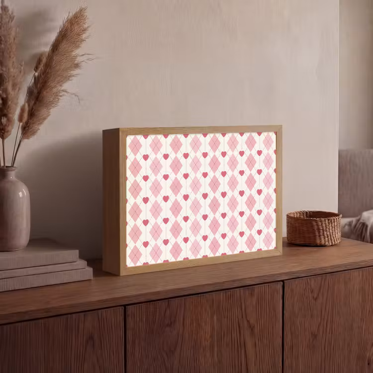 Ruiten - Klassiek - Roze - Wit Light Box met batterij (Wandlamp) middel 907 -sfeer2