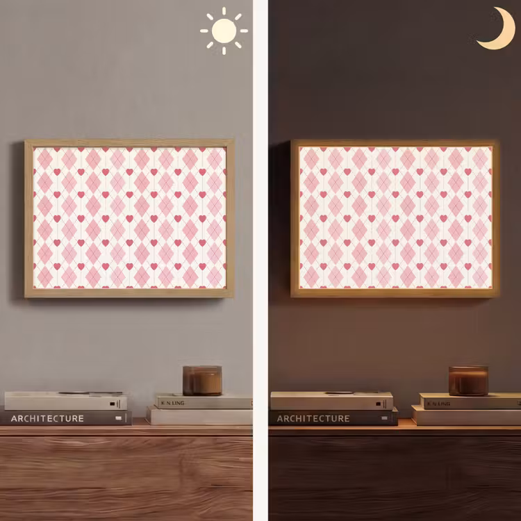 Ruiten - Klassiek - Roze - Wit Light Box met batterij (Wandlamp) middel 907 -sfeer3
