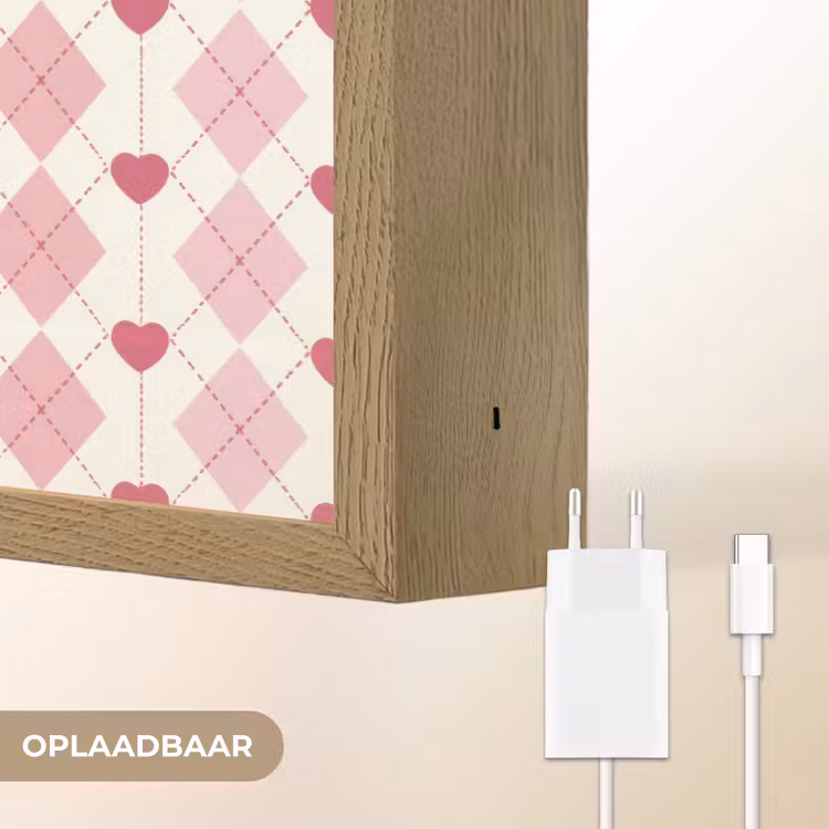 Ruiten - Klassiek - Roze - Wit Light Box met batterij (Wandlamp) middel 907 -USP_websiteoplaadbaarNL