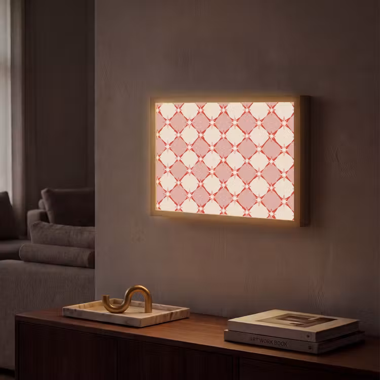 Ruiten - Sterren - Vintage - Oudroze - Rood Light Box met batterij (Wandlamp) middel 907 -sfeer1