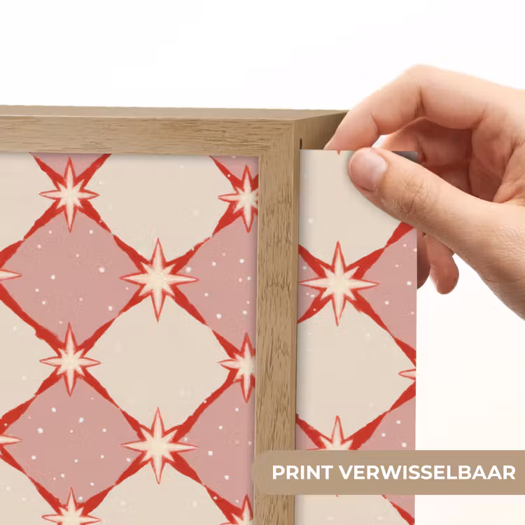 Ruiten - Sterren - Vintage - Oudroze - Rood Light Box met batterij (Wandlamp) middel 907 -USP_websiteprintNL