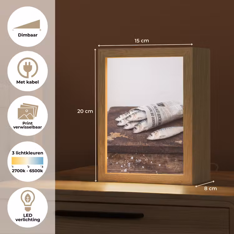Lightbox - Wandlamp - Sardientje - krant - snijplank - Sardientje - krant - snijplank Light Box met kabel (Wandlamp) klein