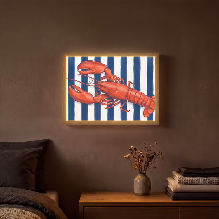 Schaaldier - Kreeft - Marine - Illustratie - Rood Light Box met batterij (Wandlamp) middel -sfeer4