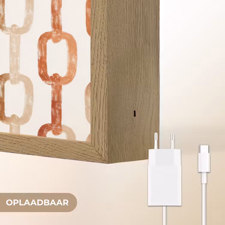Schakels - Patroon - Aquarel - Terracotta Light Box met batterij (Wandlamp) middel 907 -USP_websiteoplaadbaarNL