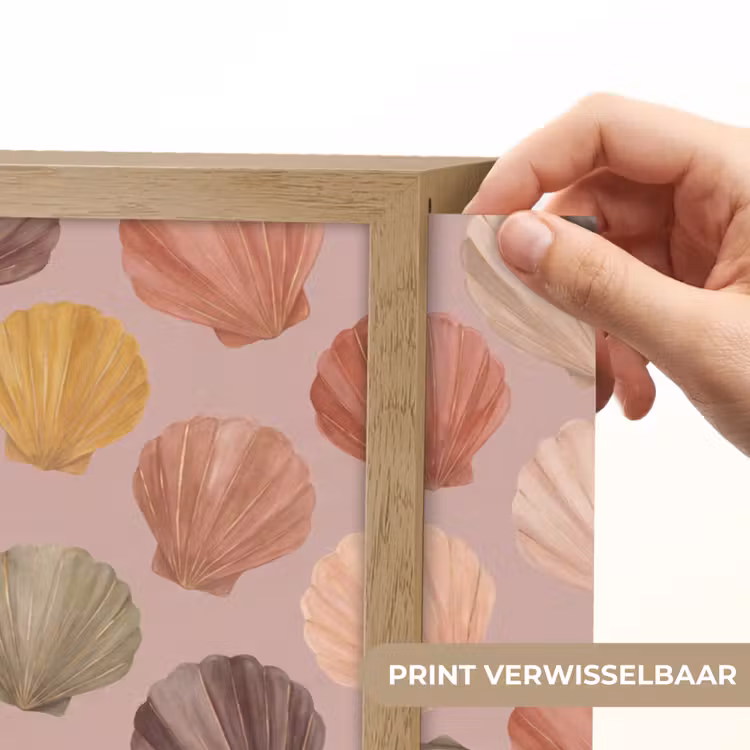 Schelp - Patroon - Zee - Aquarel - Aardetinten Light Box met batterij (Wandlamp) middel -USP_websiteprintNL