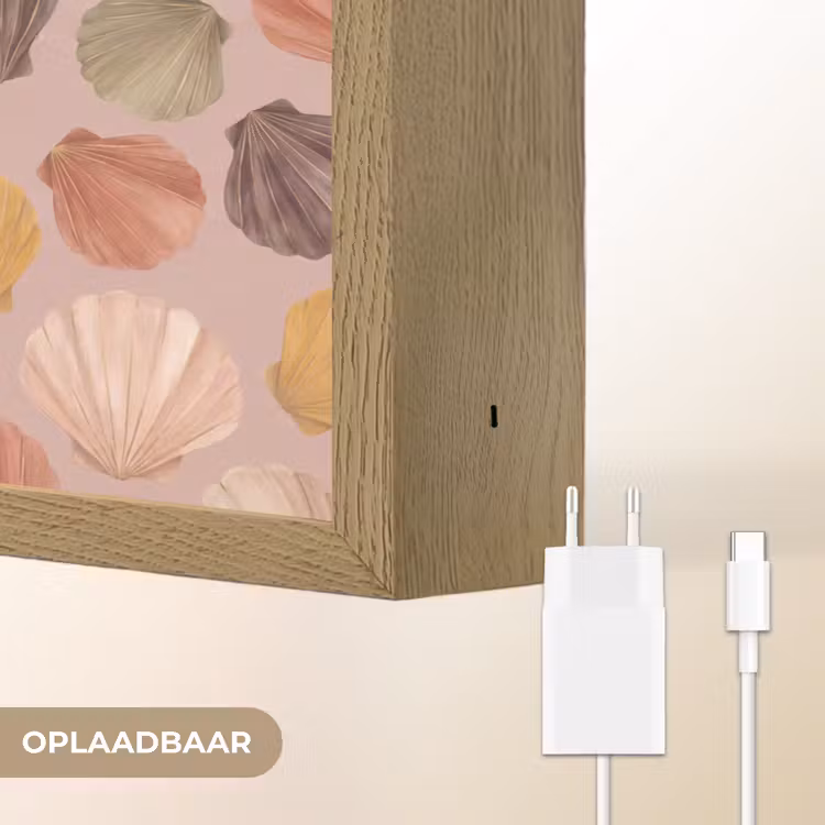 Schelp - Patroon - Zee - Aquarel - Aardetinten Light Box met batterij (Wandlamp) middel -USP_websiteoplaadbaarNL
