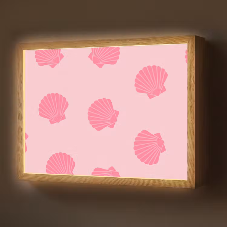 Schelp - Patroon - Zee - Modern - Roze Light Box met batterij (Wandlamp) middel -z3d_website