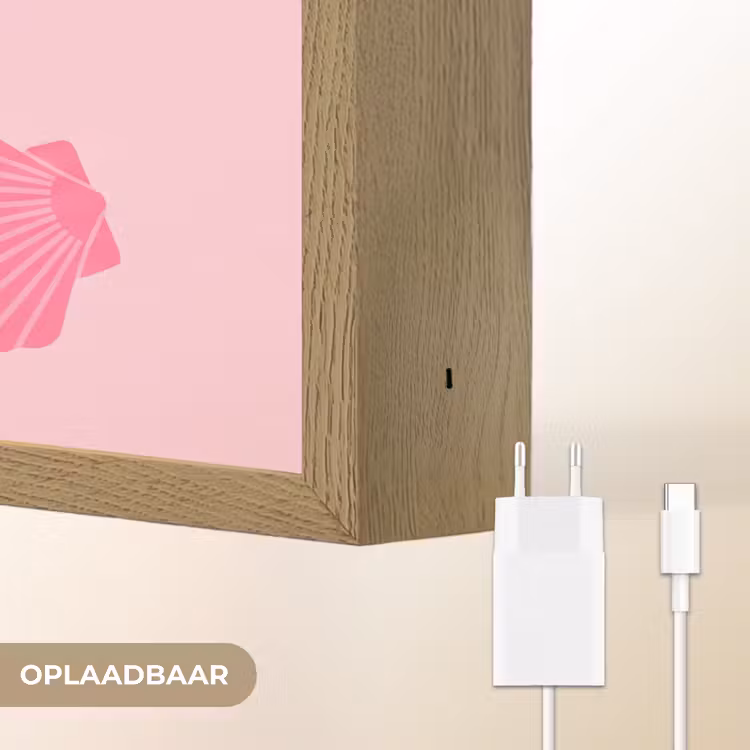 Schelp - Patroon - Zee - Modern - Roze Light Box met batterij (Wandlamp) middel -USP_websiteoplaadbaarNL