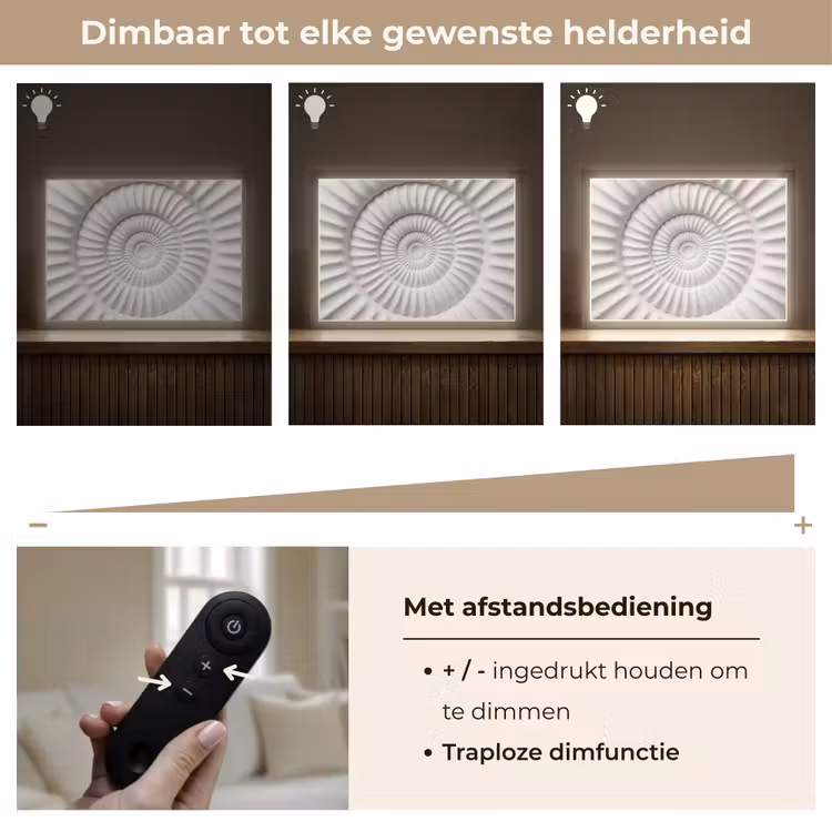Schelp - Spiraal - Wit Light Box met batterij (Wandlamp) middel -USP_dimbaarNL