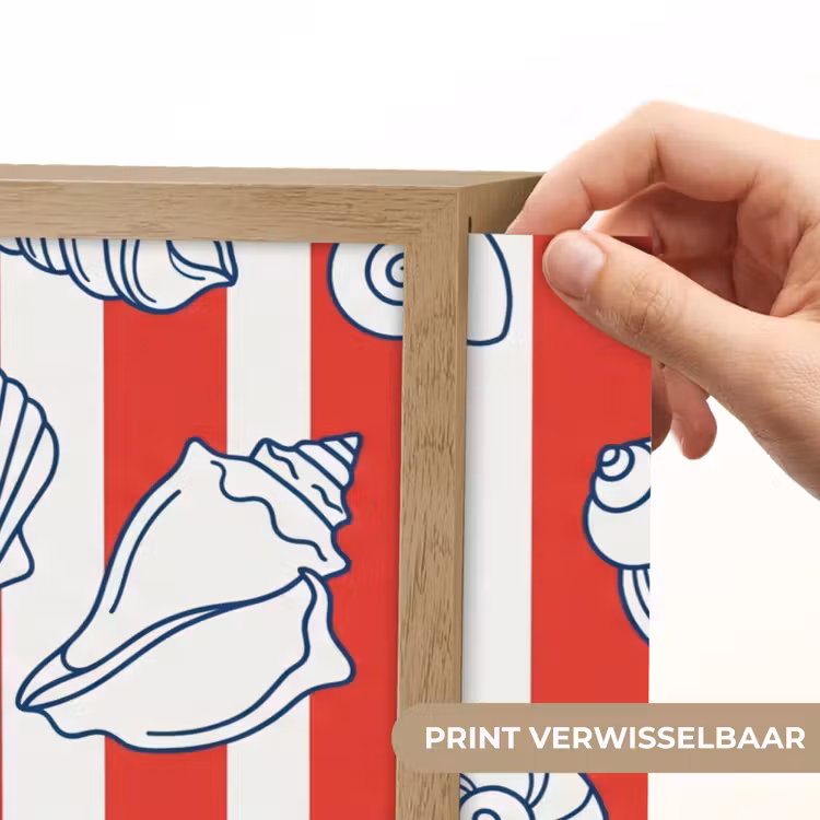 Schelp - Zeedieren - Zomer - Illustratie - Rood - Blauw Light Box met batterij (Wandlamp) middel -USP_websiteprintNL