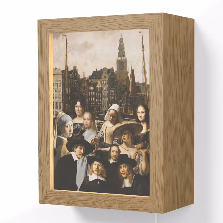 Schilderij - Oude Meesters - Collage Light Box met kabel (Wandlamp) klein -3d