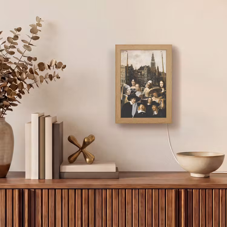Schilderij - Oude Meesters - Collage Light Box met kabel (Wandlamp) klein -sfeer2