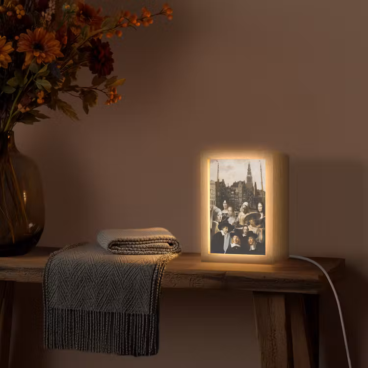 Schilderij - Oude Meesters - Collage Light Box met kabel (Wandlamp) klein -sfeer4
