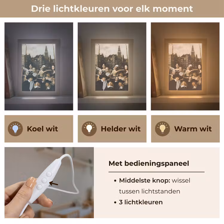 Schilderij - Oude Meesters - Collage Light Box met kabel (Wandlamp) klein -USP_lichtkleurNL