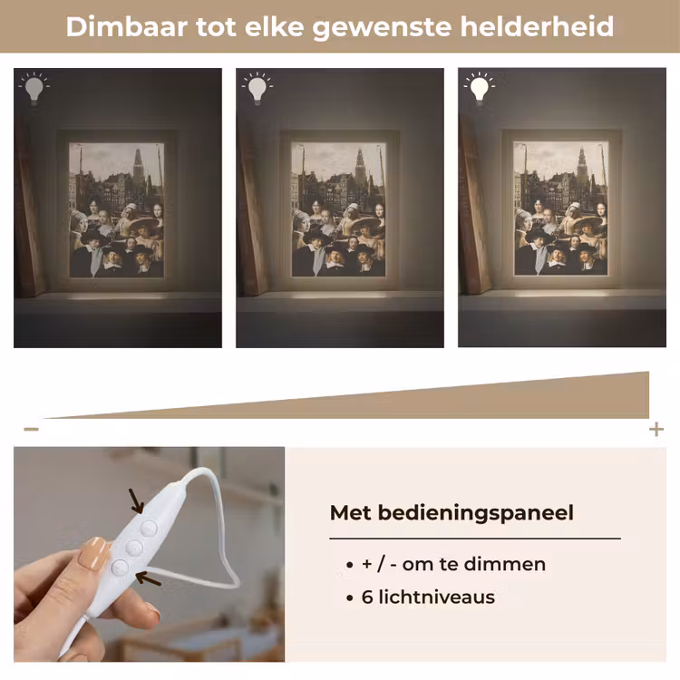 Schilderij - Oude Meesters - Collage Light Box met kabel (Wandlamp) klein -USP_dimbaarNL