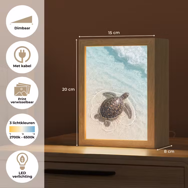 Schildpad - Helder water - Strand - Dieren - Natuur Light Box met kabel (Wandlamp) klein -USP_websiteoverzichtNL