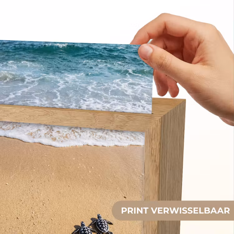 Schildpad - Jong - Strand - Oceaan - Blauw Light Box met kabel (Wandlamp) klein -USP_websiteprintNL