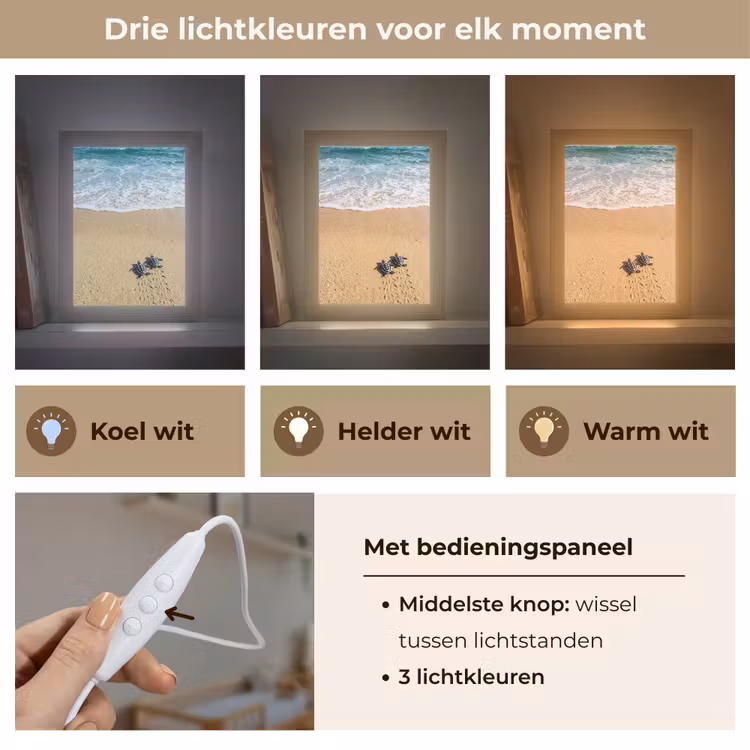 Schildpad - Jong - Strand - Oceaan - Blauw Light Box met kabel (Wandlamp) klein -USP_lichtkleurNL