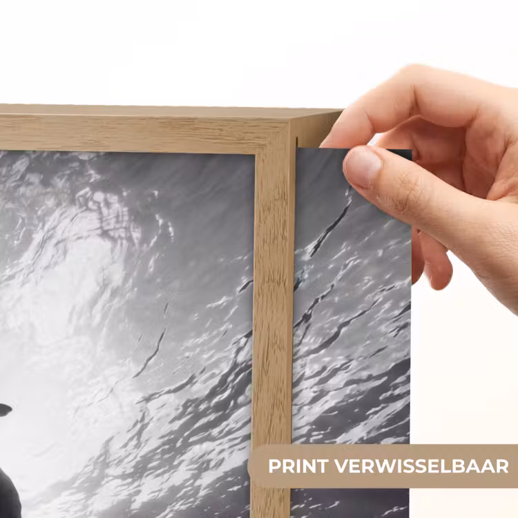 Schildpad - Onderwater - Lichtstralen - Oceaan - Zwart-wit Light Box met batterij (Wandlamp) middel -USP_websiteprintNL