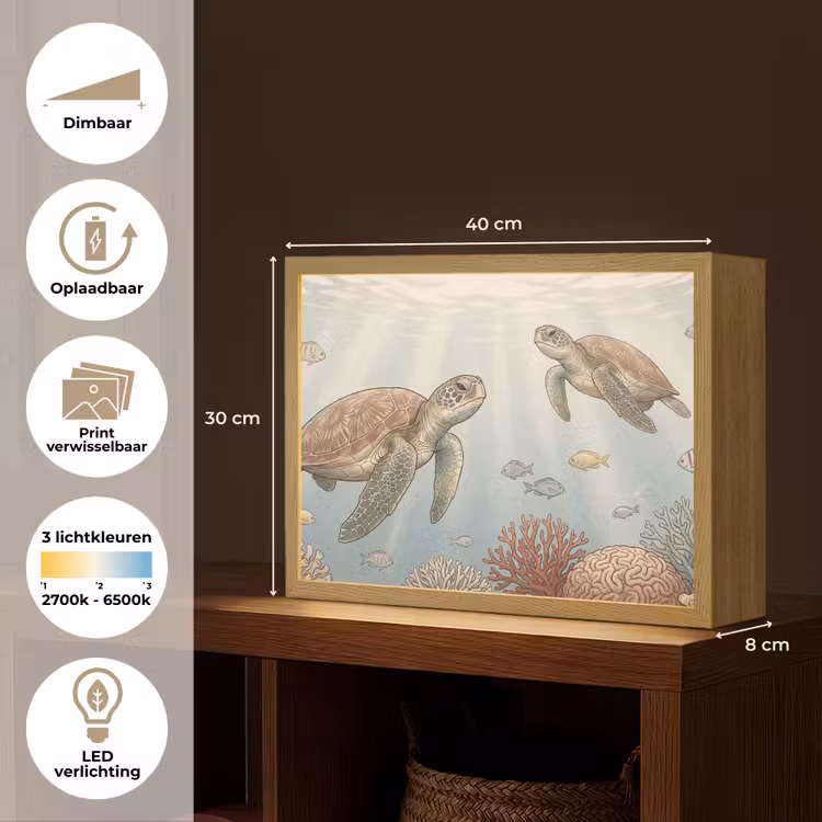 Schildpad - Onderwater - Natuur - Illustratie Light Box met batterij (Wandlamp) middel -USP_websiteoverzichtNL
