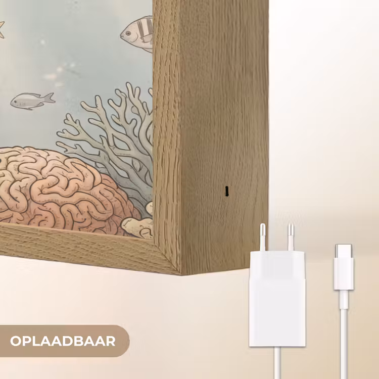 Schildpad - Onderwater - Natuur - Illustratie Light Box met batterij (Wandlamp) middel -USP_websiteoplaadbaarNL