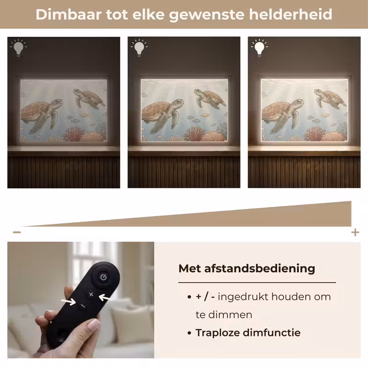 Schildpad - Onderwater - Natuur - Illustratie Light Box met batterij (Wandlamp) middel -USP_dimbaarNL
