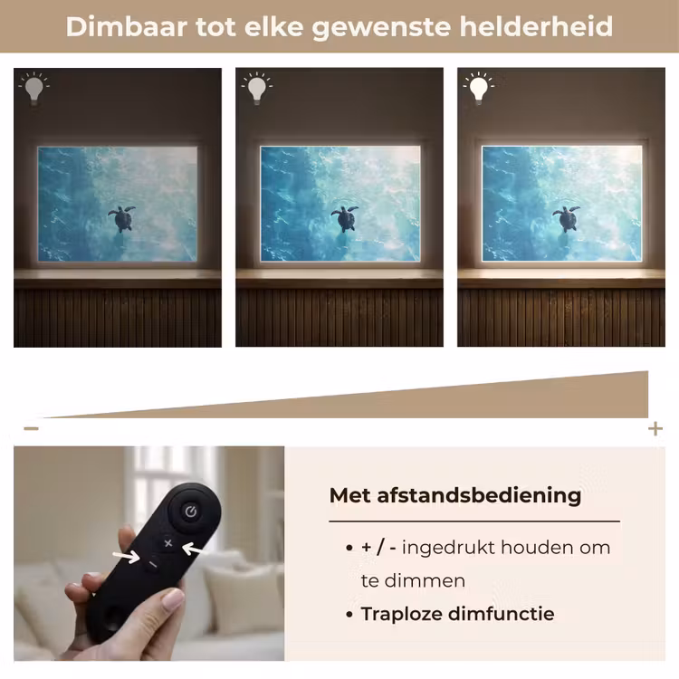 Schildpad - Zee - Blauw - Schittering Light Box met batterij (Wandlamp) middel -USP_dimbaarNL