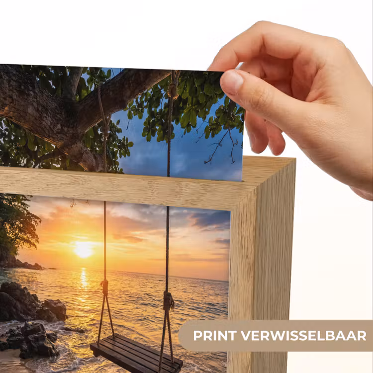 Schommel - Strand - Zonsondergang - Natuur - Oranje Light Box met kabel (Wandlamp) klein -USP_websiteprintNL