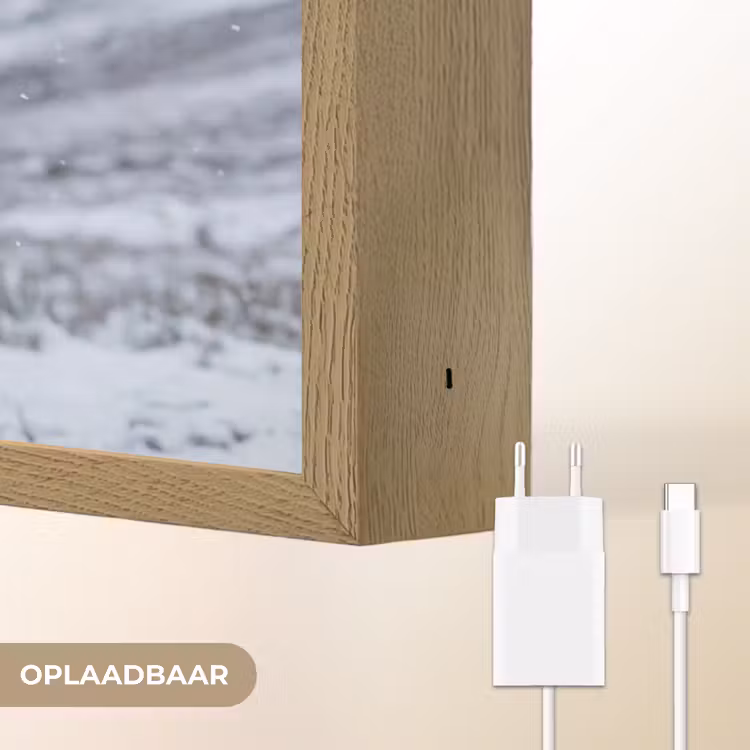 Schotse Hooglander - Sneeuw - Bergen - Winter Light Box met batterij (Wandlamp) middel -USP_websiteoplaadbaarNL