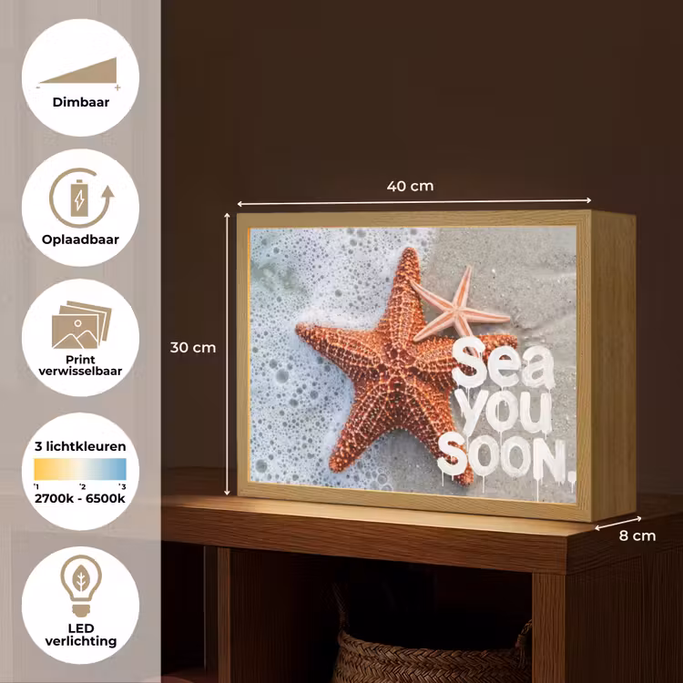 Sea you soon - Zeester - Zee Light Box met batterij (Wandlamp) middel -USP_websiteoverzichtNL
