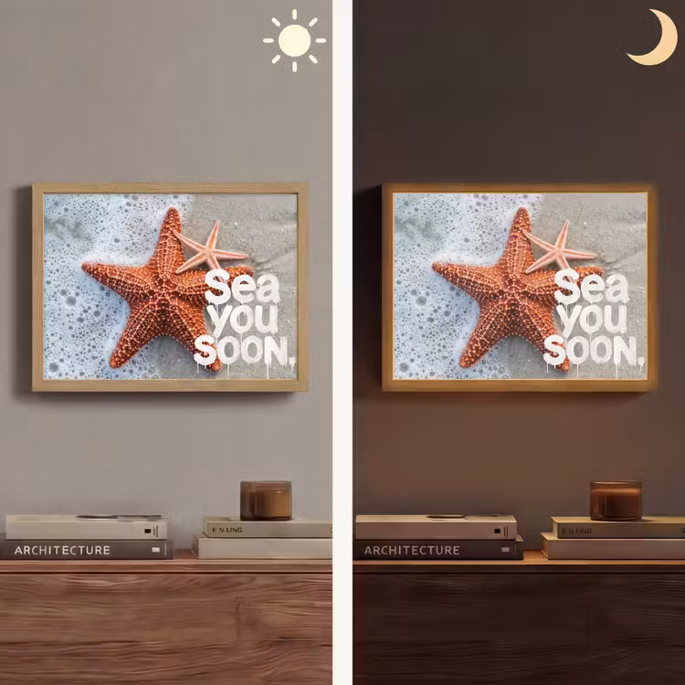 Sea you soon - Zeester - Zee Light Box met batterij (Wandlamp) middel -sfeer3