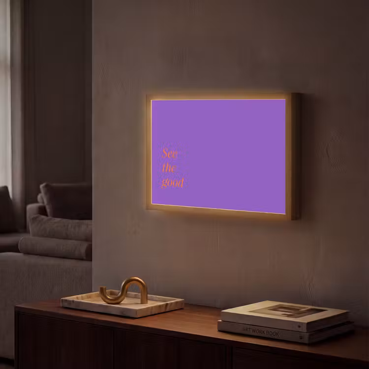 See the good - Oranje - Paars Light Box met batterij (Wandlamp) middel -sfeer1